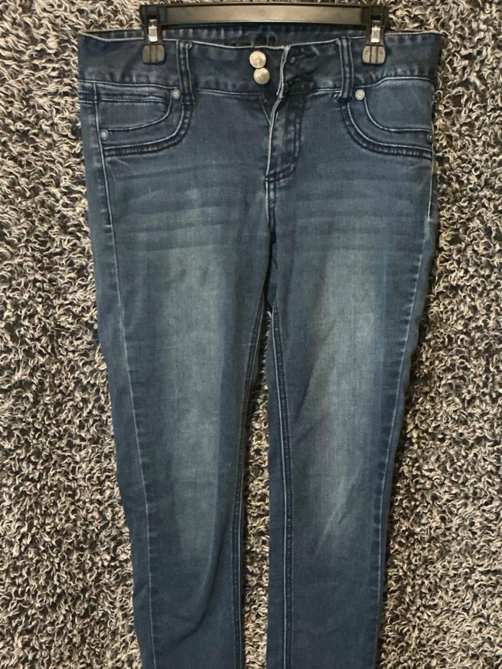 Rue21 Freedom Flex Mid Rise Dark Wash Jeggings Skinny Jeans Women's 1/2 Short